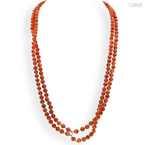 Multi Stranded Carnelian Beaded Necklace