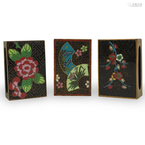 (3 Pc) Cloisonne Match Boxes