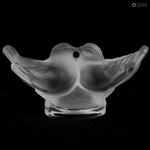 Lalique Crystal Kissing Dove Paperweight