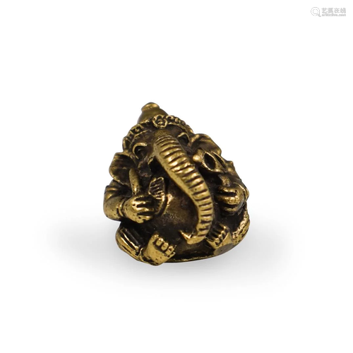 Miniature Bronze Ganesh Sphere Figurine