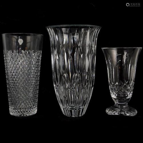 (3 Pc) Crystal Waterford Vase GroupingÃ‚