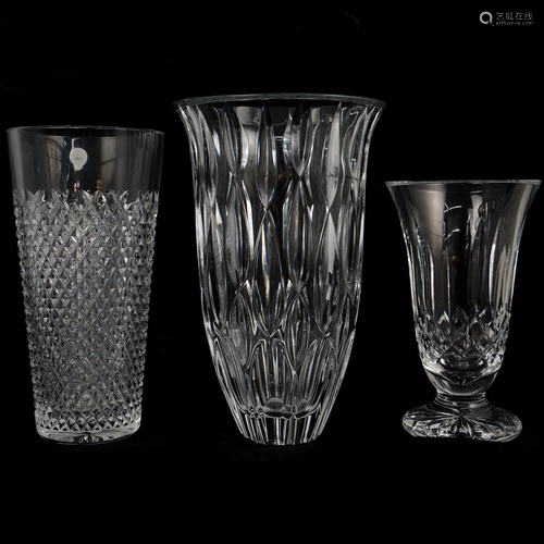 (3 Pc) Crystal Waterford Vase GroupingÃ‚