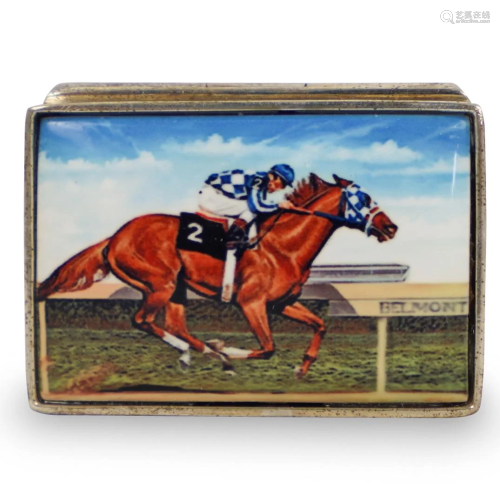 Sterling Silver Equestrian Pill Box