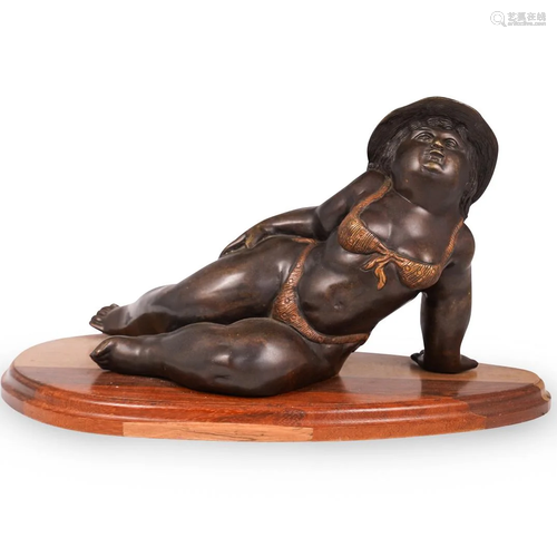 Botero Style Female Bronze Statue