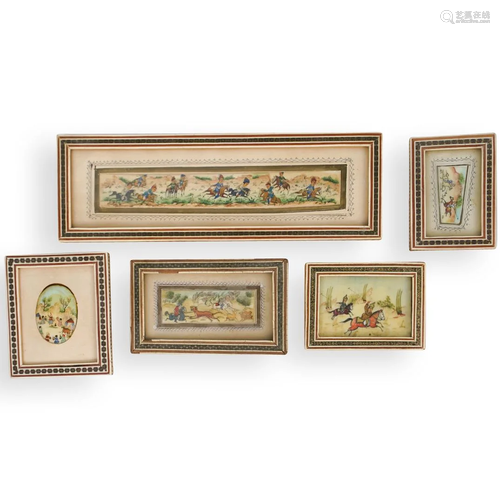 (5 Pc) Miniature Persian Paintings on Bone