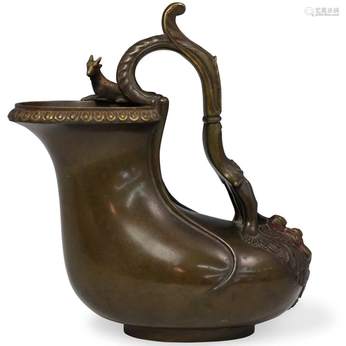 Art Nouveau Bronze Figural Pitcher