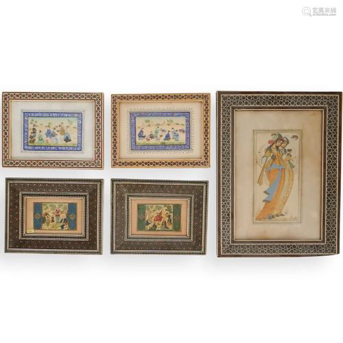 (5 Pc) Persian Paintings on Bone