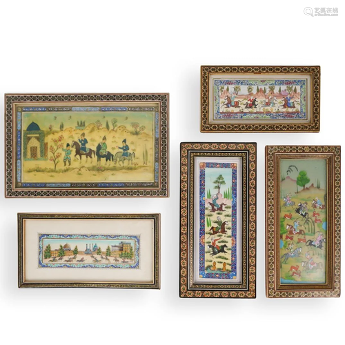 (5 Pc) Persian Paintings on Bone