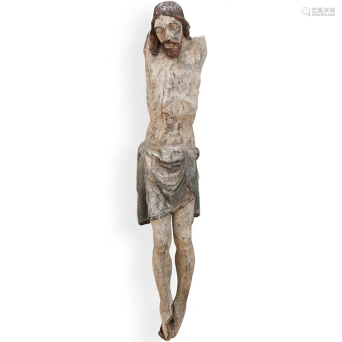 Large Carved Wood Jesus Sculpture