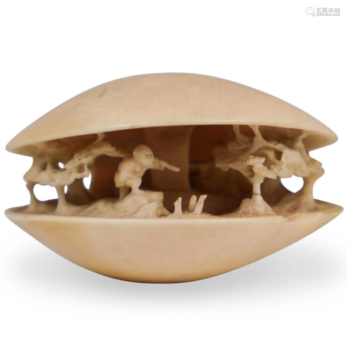 Japanese Carved Clam Shell Netsuke