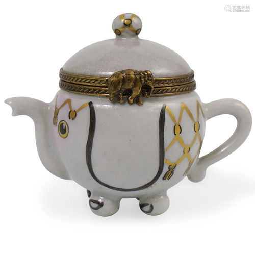 Limoges Porcelain Elephant Kettle Box