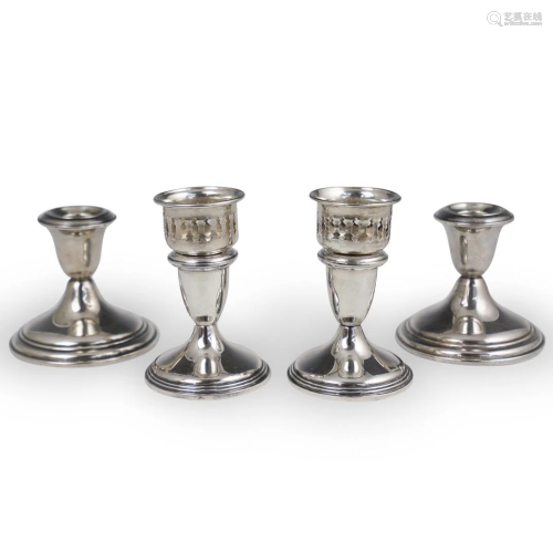 (4 Pc) Collection of Sterling SIlver Candlesticks