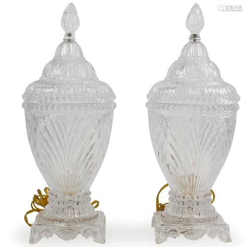 Pair of Cut Crystal Urn Lamps