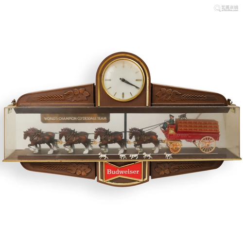 Vintage Budweiser Clydesdale Sign Clock