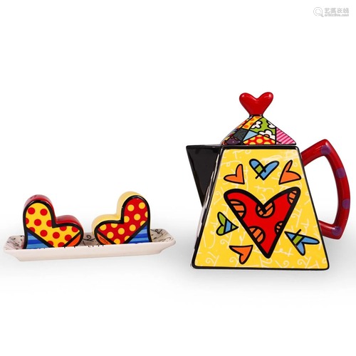 Romero Britto Teapot and Salt Cellars