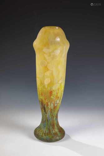 Große Vase mit Silberblatt (Lunaria)Daum Frères, Nancy, um 1903 Farbloses Glas mit mehrfarbiger
