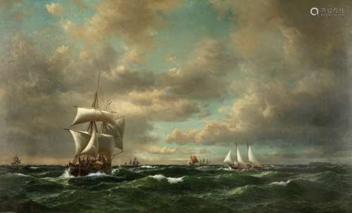 Daniel Hermann Anton Melbye (Danish, 1818-1875) Shipping off Heligoland