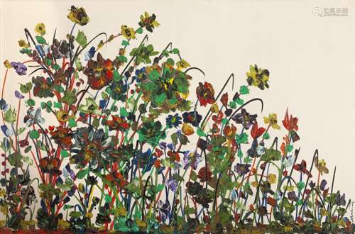 Thanos Tsingos (Greek, 1914-1965) Multicoloured flowers 101 x 150 cm.