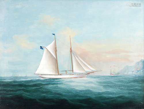 Chinese School, 19th Century A yacht of the Royal London Yacht Club off Hong Kong