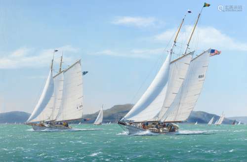 Richard M. Firth (British, born 1971) 'The Great San Francisco Schooner Race - Brigadoon and Yankee'