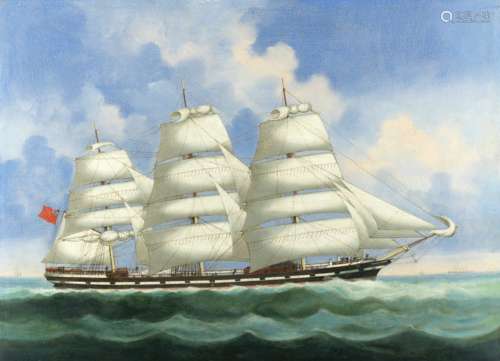 Attributed to Lai Fong (Chinese, active 1870-1910) A full-rigged merchantman