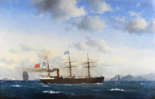 Carl Emil Baagöe (Danish, 1829-1902) The collier Stirling of Leith off the coast of Denmark