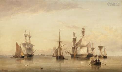 Henry Redmore (British, 1820-1887) Shipping in a calm estuary