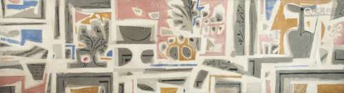 Yiannis Moralis (Greek, 1916-2009) Composition 100 x 366 cm.