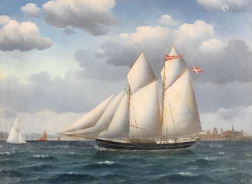 Jorgen Dahl (Danish, 1825-1890) The Sophie Lutz off the Kronborg Castle