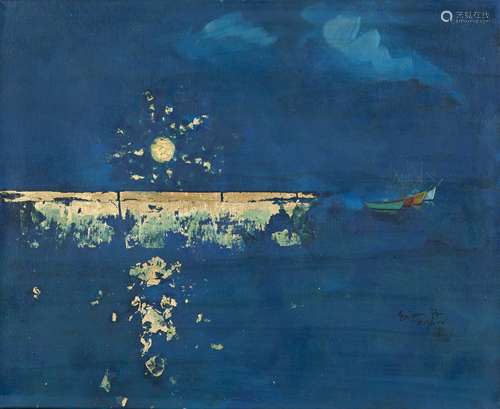 Spyros Vassiliou (Greek, 1902-1985) Sunset 65 x 80 cm. (Painted in 1981.)