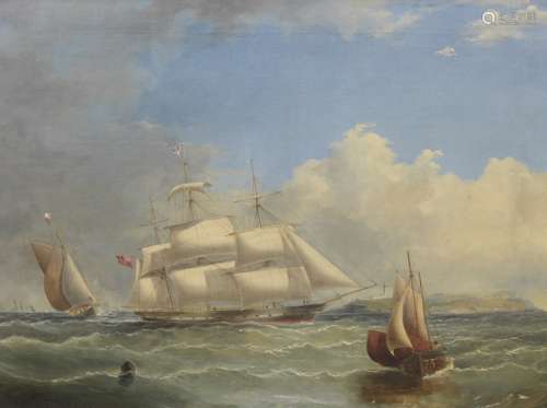 George Alexander Napier (British, 1823-1869) The Anchoria and other vessels off a headland