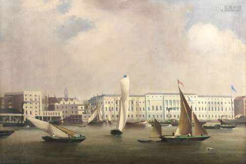 English School, 19th century View of Customs House on the Thames