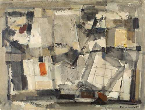 Yiannis Spyropoulos (Greek, 1912-1990) Synthesis N 60.5 x 80.5 cm. (Painted in 1959.)