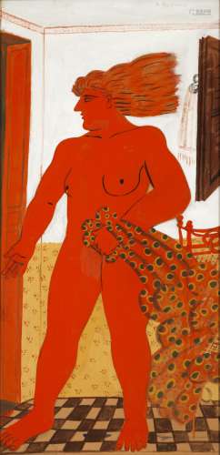 Alecos Fassianos (Greek, born 1935) Red figure 102.5 x 50 cm.