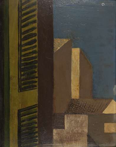 Nikos Hadjikyriakos-Ghika (Greek, 1906-1994) Shutters I 34 x 27 cm. (Painted c. 1927.)