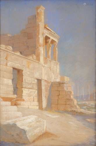 Odysseas Fokas (Greek, 1857-1946) View of the Erectheion 72 x 48.5 cm.