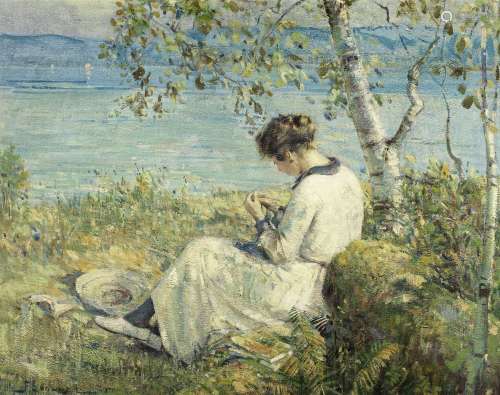 Franklin Peleg Brownell, RCA (Canadian/American, 1857-1946) Sewing under the trees