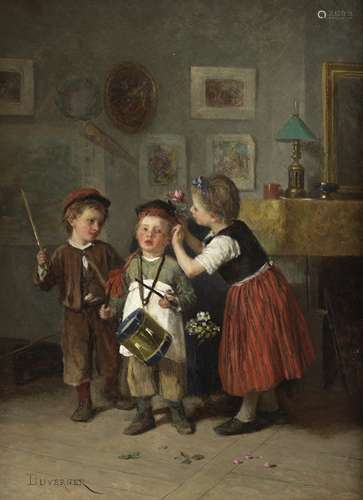 Théophile Emmanuel Duverger (French, 1821-1886) The Drummer Boy; The School Mistress each 33 x 24...