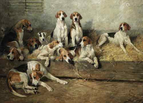 John Emms (British, 1843-1912) The Bitch Pack of the Meath Foxhounds