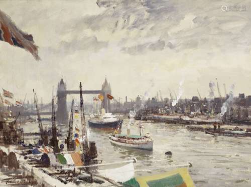 Edward Seago, RWS, RBA (British, 1910-1974) The arrival of HM The Queen and HRH The Duke of Edinb...