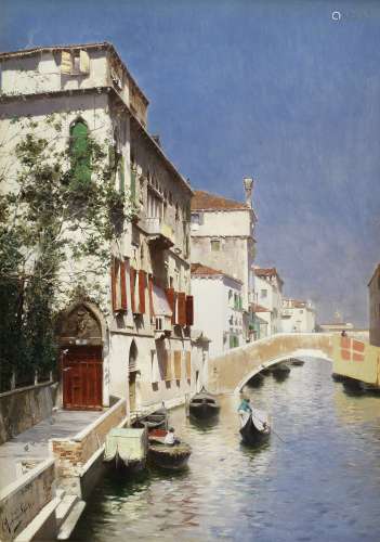 Rubens Santoro (Italian, 1859-1942) On a Venetian canal