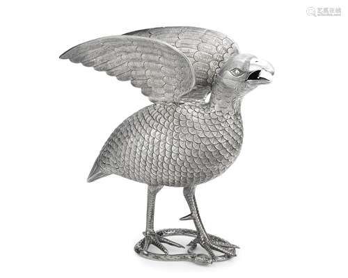 A silver jug in the form of a bird by Oomersi Mawji Bhuj, circa 1870