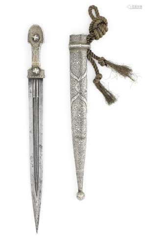 A gilt-silver and niello mounted steel dagger (kindjal) by Umar Hajj Sayf Caucasus, 19th Century