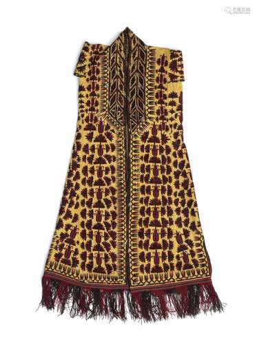 A Yomut Turkoman embroidered silk headdress (chirpy) Central Asia, 19th Century