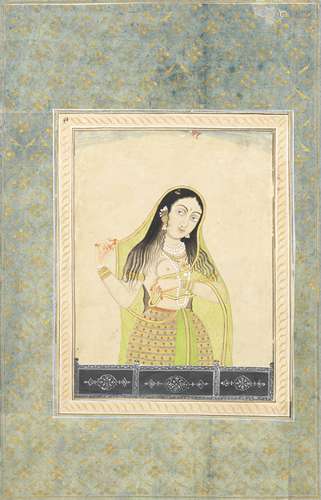 A courtesan at a balcony Mughal, 18th Century