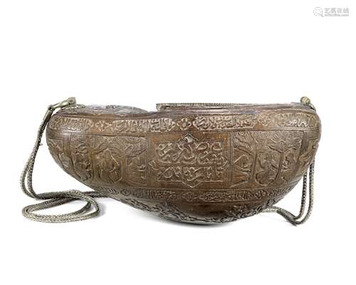 A Qajar coco de mer kashkul Persia, 19th Century