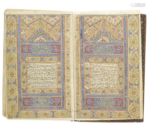 A small illuminated Qur'an copied by Abdullah bin 'Ashur Qajar Persia, dated AH 1235/AD 1819-20