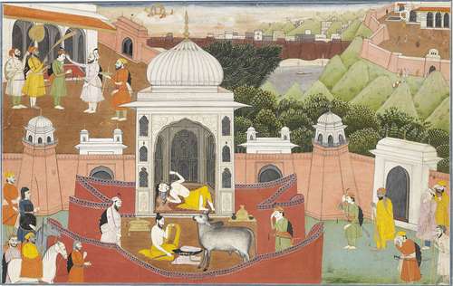 An extensive scene in which a warrior hero commits suicide Jaipur, first half of the 19th Century