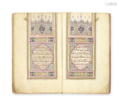 An illuminated Qur'an copied by 'Uthman Sa'di, a pupil of Khalil Safi Ottoman, provincial, AH 129...