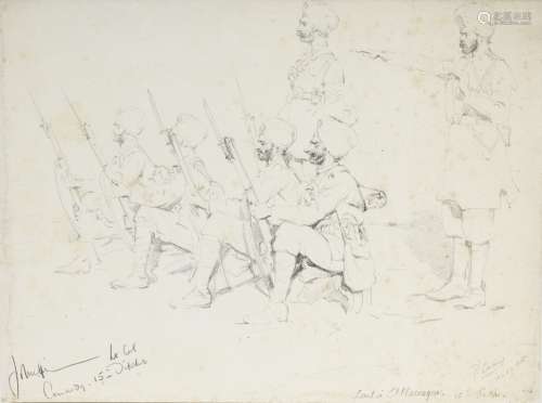 A group portrait of soldiers of the 15th Sikhs by Paul Sarrut (1882-1969) Allouagne, dated 10 Jan...